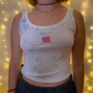 Time and Tru, White/blue tie dye tank top, Size M